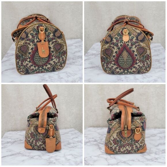 Hartman Vintage Tapestry and Leather Travel Bag Set Train Case and Duffle Bag - Picture 10 of 16
